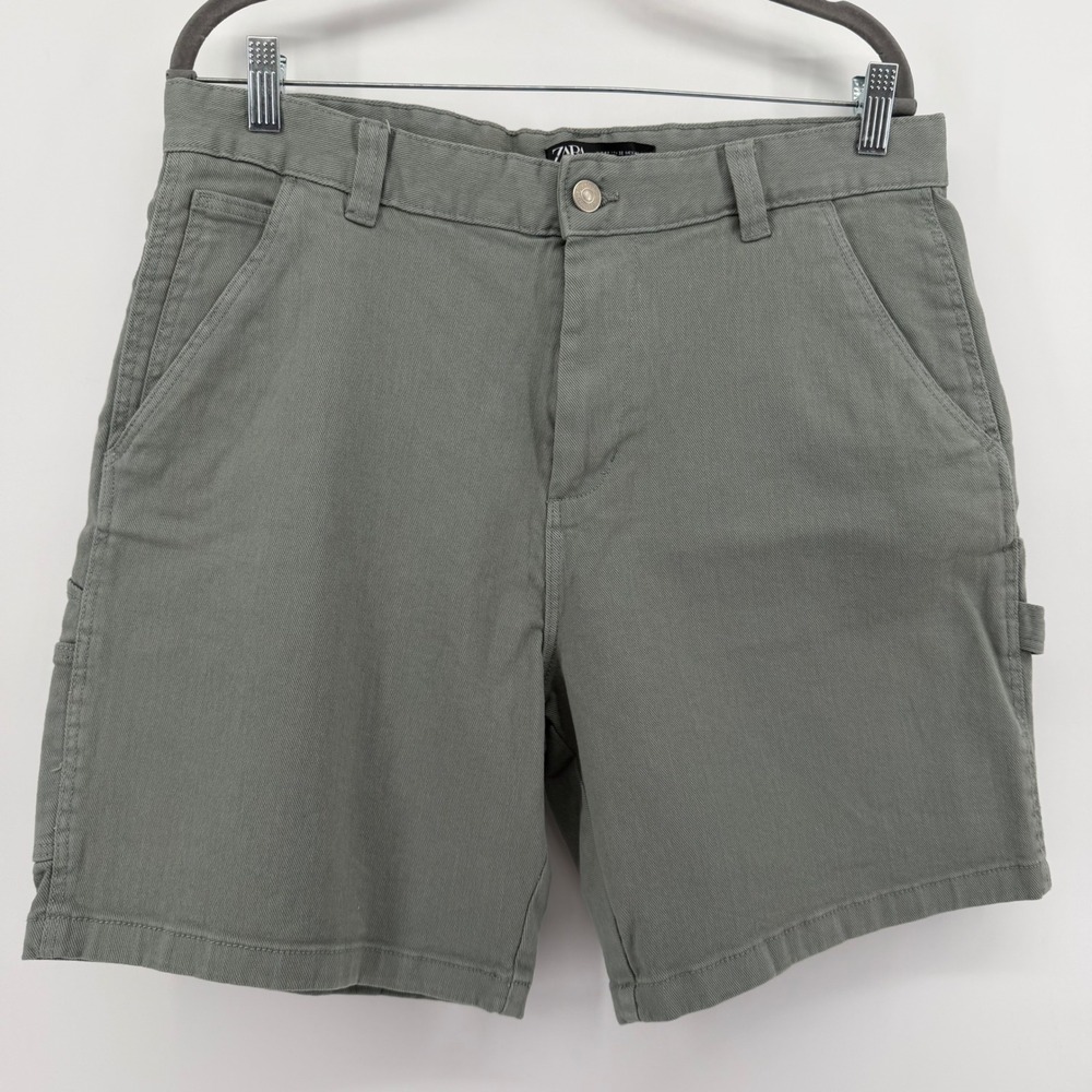 Zara Carpenter Shorts Mens 32 Green DNWR Utility Workwear Stretch Twill Sage